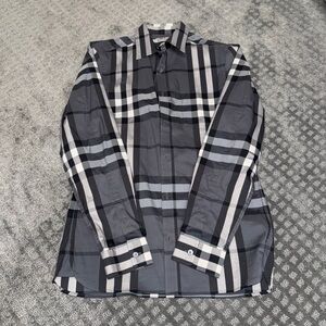 Burberry Charcoal and White Checkered Shirt